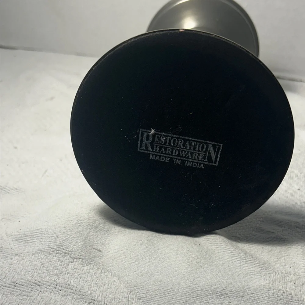 Restoration Hardware Gray Candle Holder 6 1/2 inch High